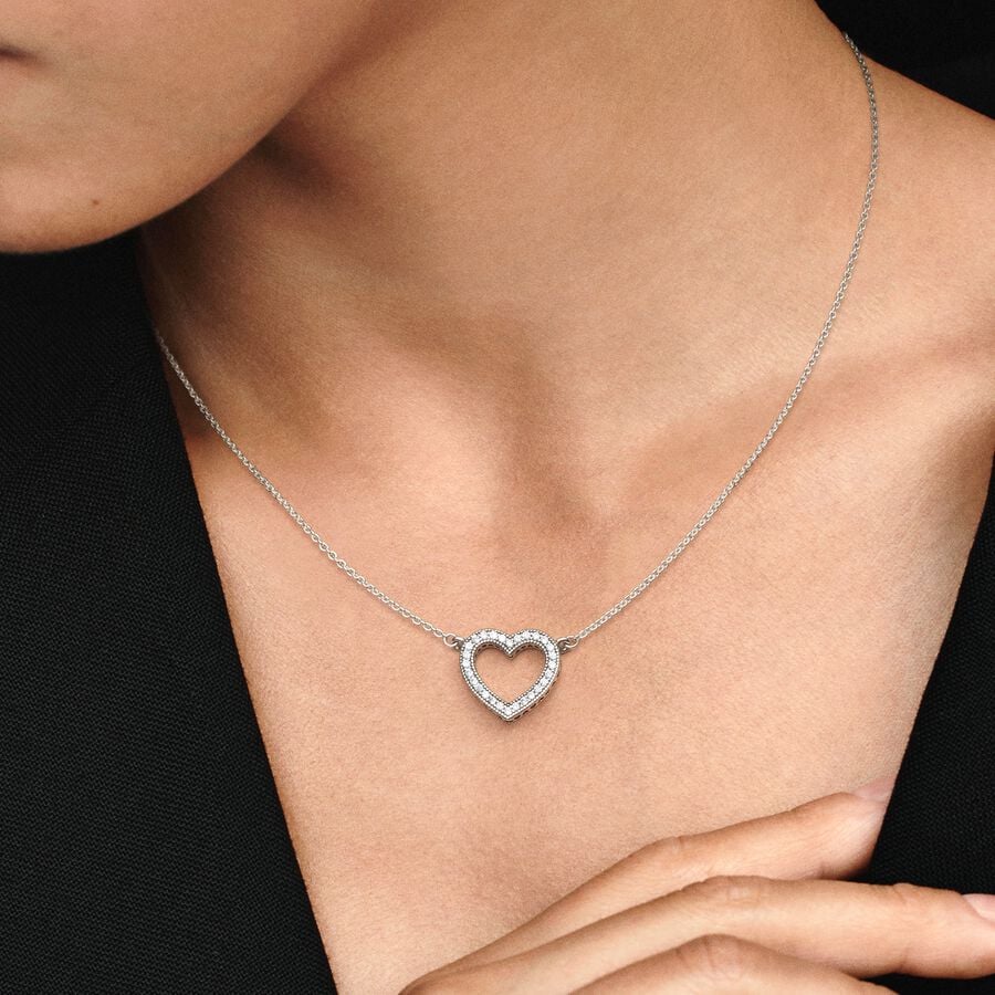 Pandora Timeless Sparkling Open Heart Necklace 45 cm