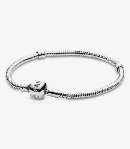 Pandora Moments Iconic Barrel Clasp Snake Chain Bracelet Size 17