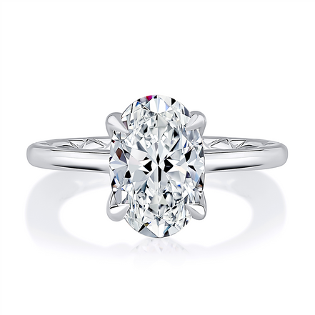 A.JAFFE 14K White Gold Oval Shaped Diamond Semi-Mount Engagement Ring
