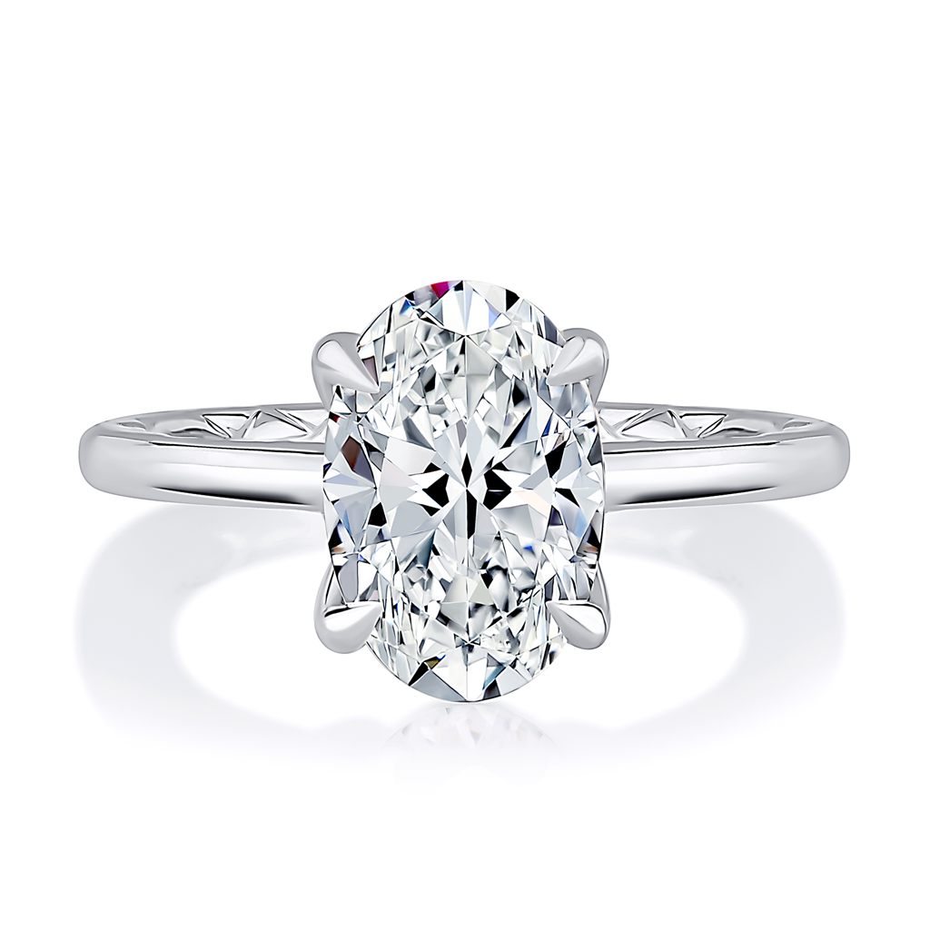 A.JAFFE 14K White Gold Oval Shaped Diamond Semi-Mount Engagement Ring