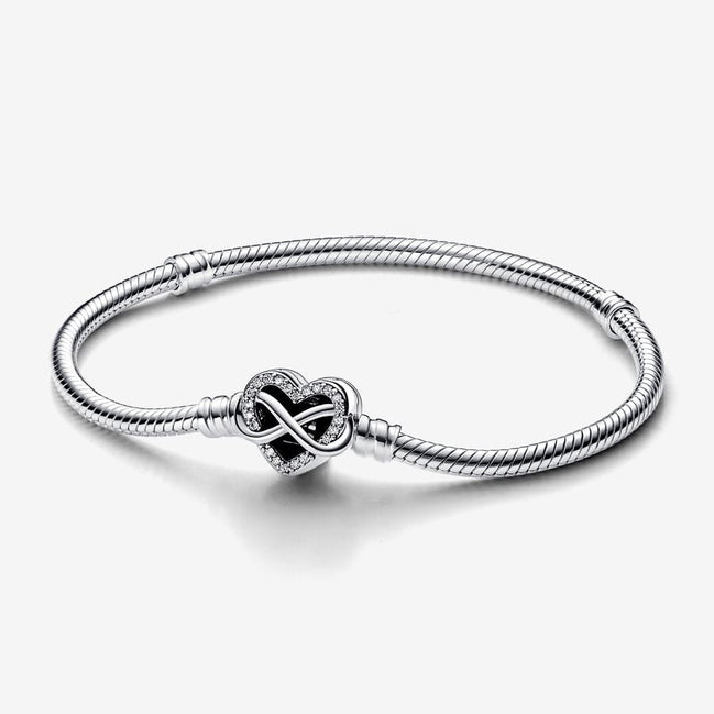 Pandora Moments Sparkling Infinity Heart Clasp Snake Chain Bracelet Size 20