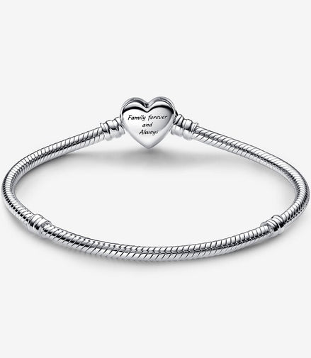Pandora Moments Sparkling Infinity Heart Clasp Snake Chain Bracelet Size 18