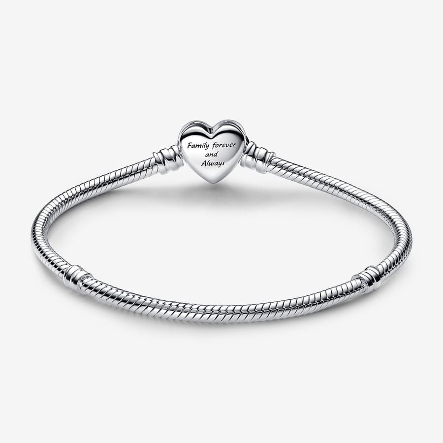 Pandora Moments Sparkling Infinity Heart Clasp Snake Chain Bracelet Size 17