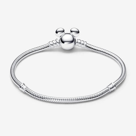 Pandora Moments Disney Mickey Mouse Clasp Snake Chain Bracelet Size 17