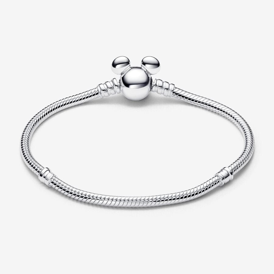 Pandora Moments Disney Mickey Mouse Clasp Snake Chain Bracelet Size 17