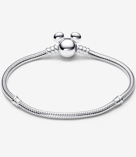 Pandora Moments Disney Mickey Mouse Clasp Snake Chain Bracelet Size 17