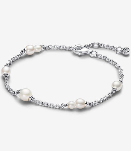 Pandora Timeless Treated Freshwater Cultured Pearl Station Chain Bracelet Size 20