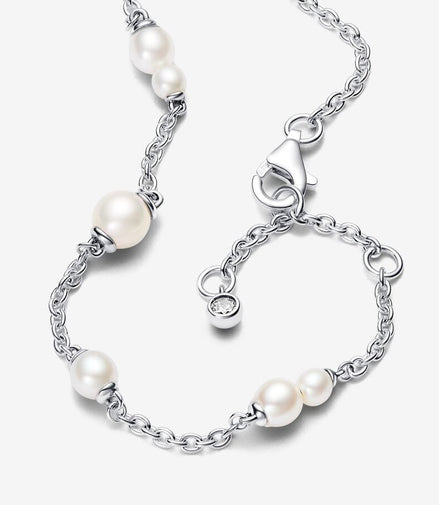 Pandora Timeless Treated Freshwater Cultured Pearl Station Chain Bracelet Size 20