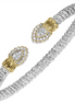 Vahan 14K Yellow Gold and Sterling Silver Diamond Pear Shaped 4mm Open Cuff Bracelet