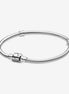 Pandora Moments Barrel Clasp Snake Chain Charm Bracelet Size 17