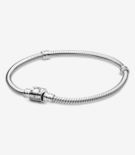 Pandora Moments Barrel Clasp Snake Chain Charm Bracelet Size 17