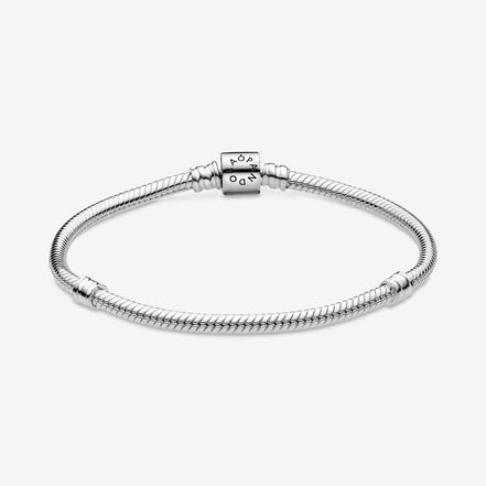 Pandora Moments Barrel Clasp Snake Chain Charm Bracelet Size 23