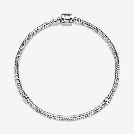 Pandora Moments Barrel Clasp Snake Chain Charm Bracelet Size 23