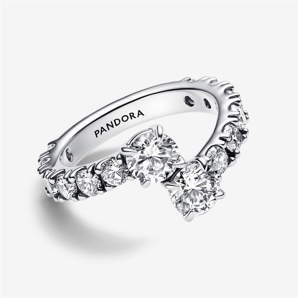 Pandora Timeless Sparkling Overlapping Band Ring Size 6