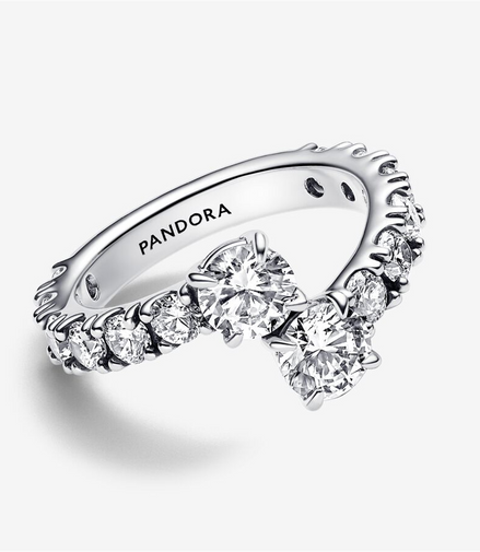 Pandora Timeless Sparkling Overlapping Band Ring Size 6