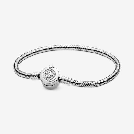 Pandora Moments Sparkling Crown O Snake Chain Bracelet Size 17