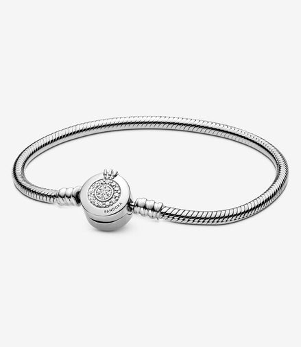 Pandora Moments Sparkling Crown O Snake Chain Bracelet Size 17