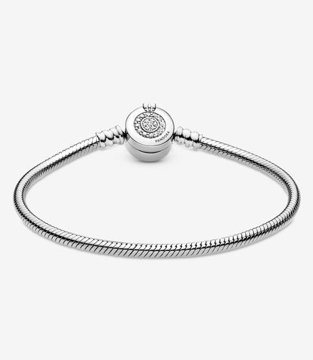 Pandora Moments Sparkling Crown O Snake Chain Bracelet Size 18