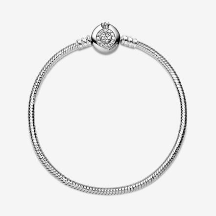 Pandora Moments Sparkling Crown O Snake Chain Bracelet Size 18