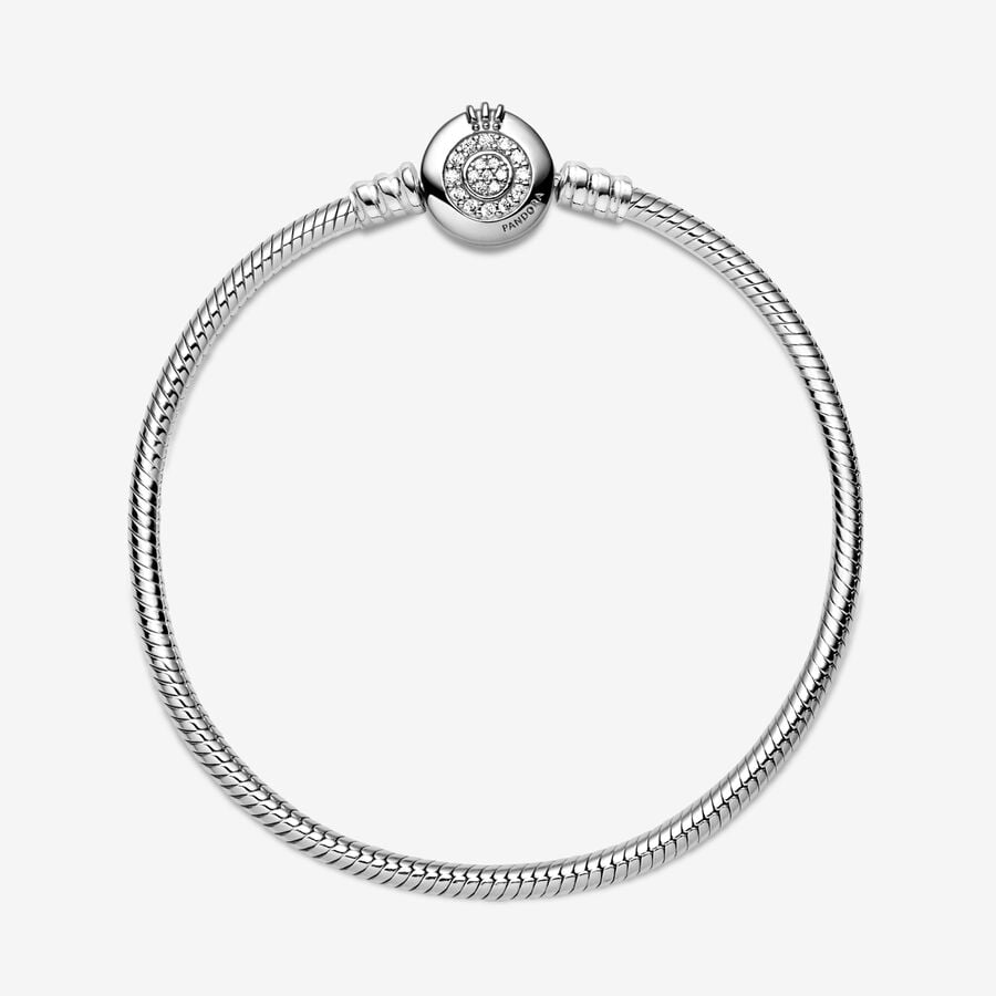 Pandora Moments Sparkling Crown O Snake Chain Bracelet Size 18