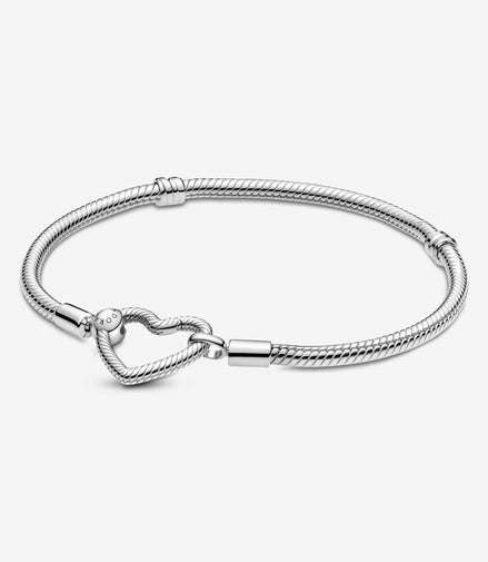 Pandora Moments Heart Closure Snake Chain Bracelet Size 21