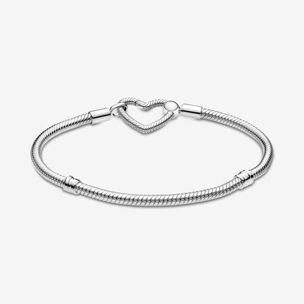 Pandora Moments Heart Closure Snake Chain Bracelet Size 21