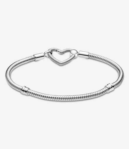 Pandora Moments Heart Closure Snake Chain Bracelet Size 21