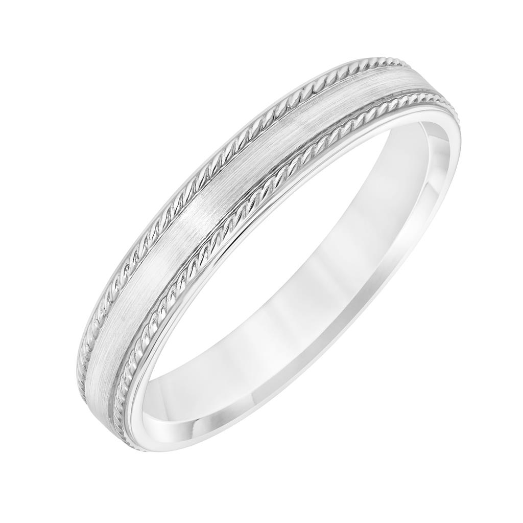 Frederick Goldman 14K White Gold Brushed Texture Wedding Band Size 10