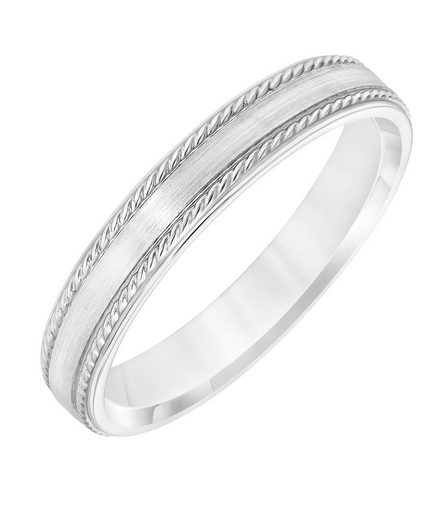 Frederick Goldman 14K White Gold Brushed Texture Wedding Band Size 10