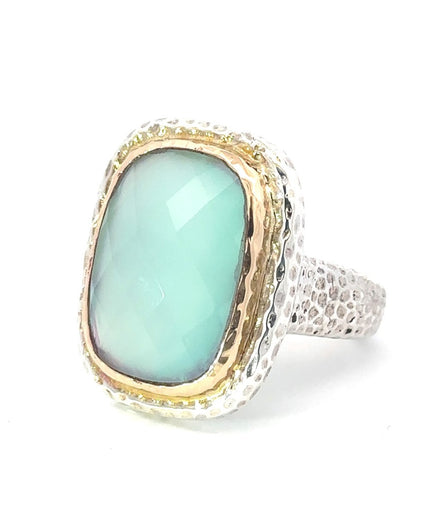 Raymond Mazza 14k Gold Cushion-Cut Chalcedony Set