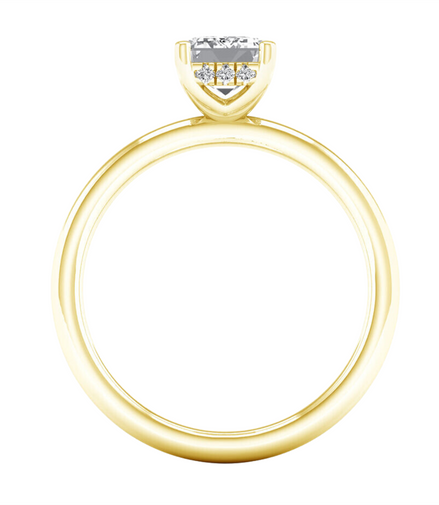 14K Yellow Gold 2.12 CTW Lab Grown Diamond Enerald Cut With Hidden Halo Engagement Ring