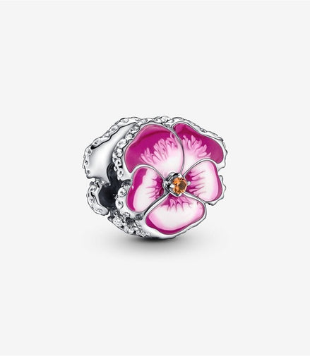 Pandora Moments Pink Pansy Flower Charm