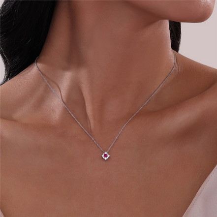 Lafonn 0.43 CTW Simulated Diamond And Ruby Halo Necklace