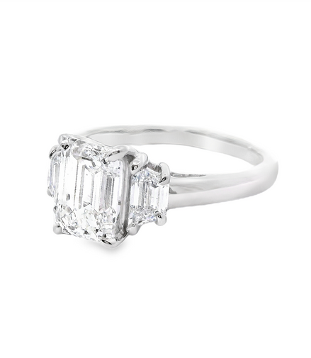 Revelation Platinum 2.70 CTW Lab Grown Diamond Emerald Cut 3 Stone Engagment Ring