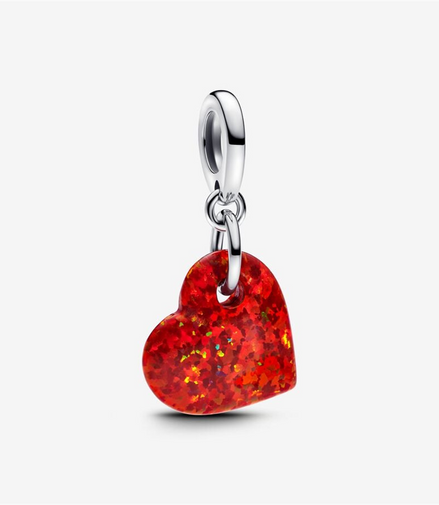 Pandora Moments Opalescent Red Heart Dangle Charm