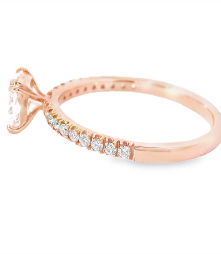 14K Rose Gold Cushion Cut Semi-mount Diamond Engagement Ring