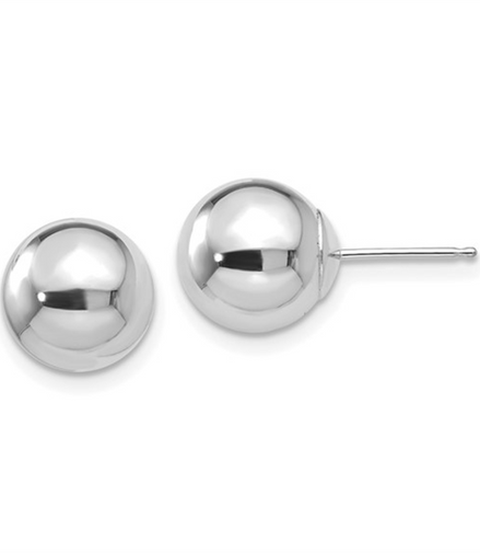 14K White Gold Ball Post Earrings