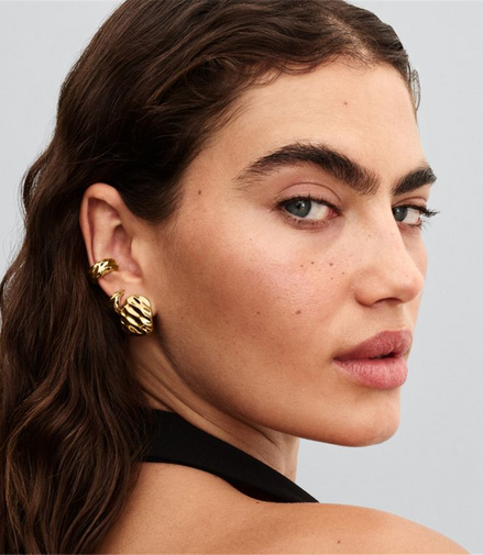 Pandora Essence 14K Gold Plated Rippled Open Hoop Earrings