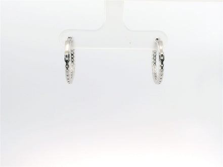 14K White Gold Diamond Huggie Hoop Earrings
