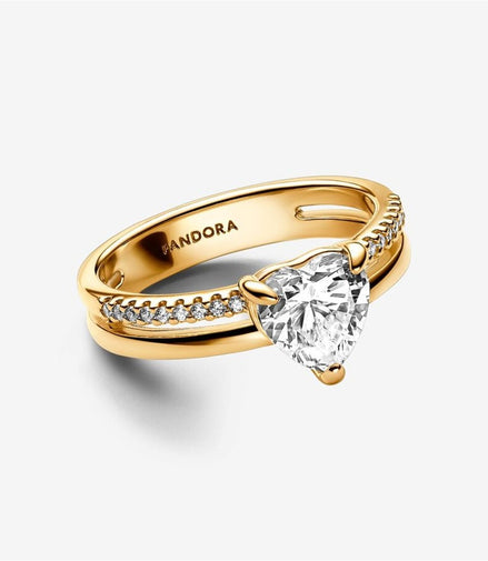 Pandora Timeless Double Band Heart Ring Size 6