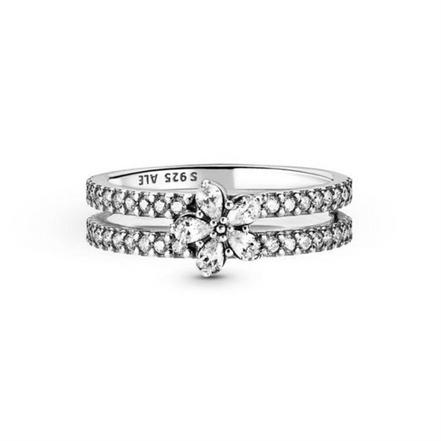 Pandora Timeless Sparkling Snowflake Double Ring Size 7.5