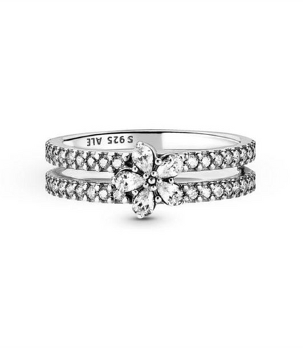 Pandora Timeless Sparkling Snowflake Double Ring Size 7.5
