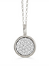 All Diamond 18K White Gold Round Diamond Pave Pendant Necklace