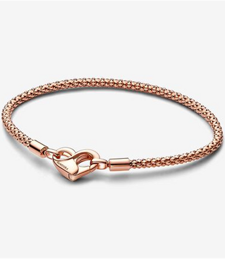 Pandora Moments Iconic Heart Clasp Studded Chain Bracelet Size 17