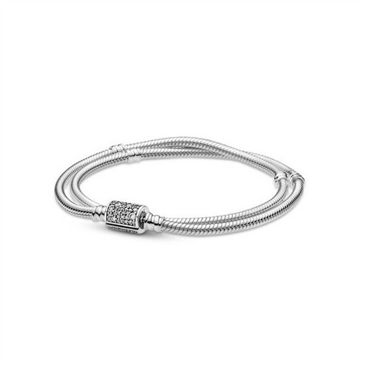 Pandora Moments Double Wrap Barrel Clasp Snake Chain Bracelet/Necklace Size 20