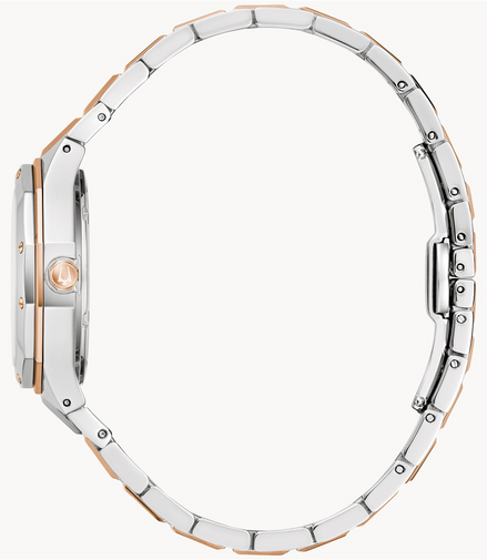 Bulova Ladies Classic Prestige Mother Of Pearl Dial With Diamond Accent Two-Tone IP Watch