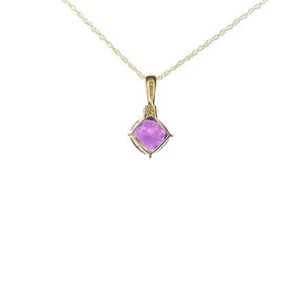 14K Yellow Gold Diamond And Amethyst Kite Cut Pendant Necklace