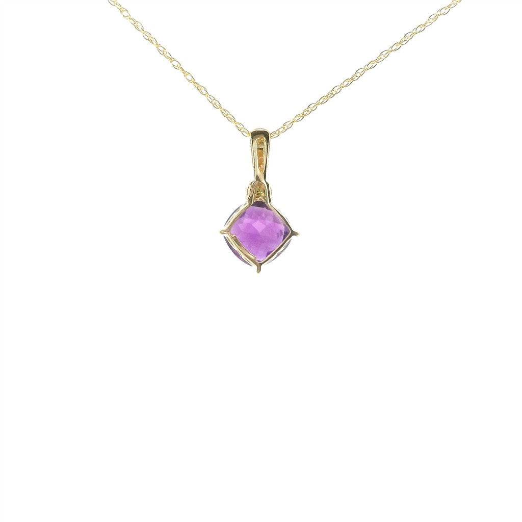 14K Yellow Gold Diamond And Amethyst Kite Cut Pendant Necklace