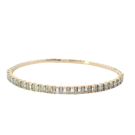 14K Yellow Gold And 2.06 CTW Diamond Flex Bangle Bracelet