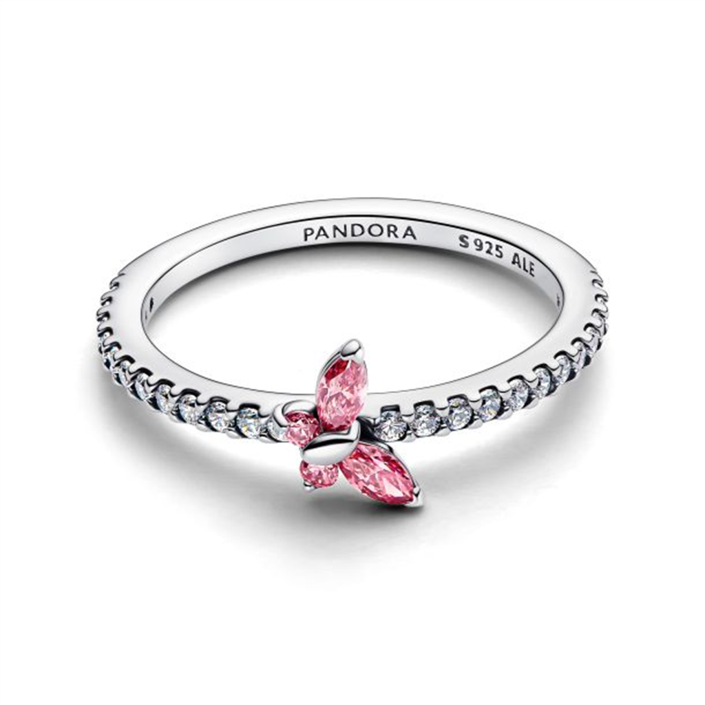 Pandora Sparkling Pink Butterfly Ring Size 6